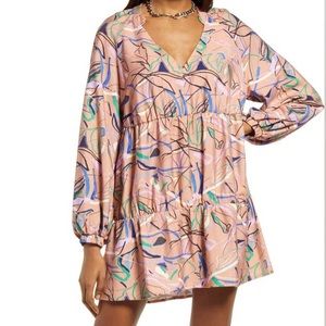 Long sleeve tiered babydoll dress